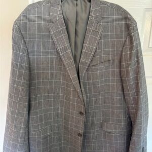 Jos. A. Bank Gray Wool-Blend Blazer with Windowpane Design